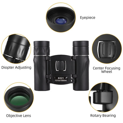 8X21 Outdoor Low-light Night Vision High-power HD Mini Binoculars - Binoculars by PMC Jewellery | Online Shopping South Africa | PMC Jewellery | Buy Now Pay Later Mobicred