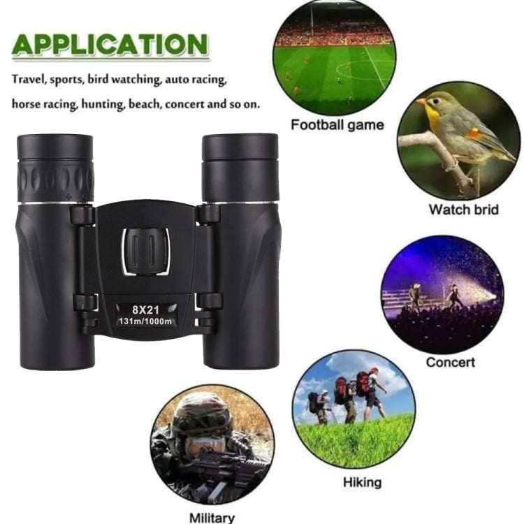 8X21 Outdoor Low-light Night Vision High-power HD Mini Binoculars - Binoculars by PMC Jewellery | Online Shopping South Africa | PMC Jewellery | Buy Now Pay Later Mobicred