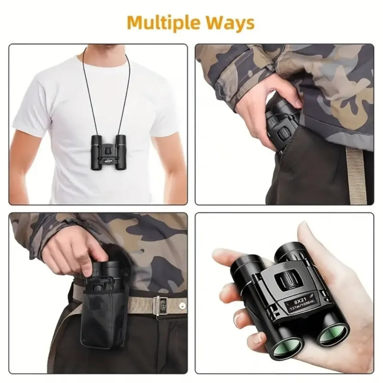 8X21 Outdoor Low-light Night Vision High-power HD Mini Binoculars - Binoculars by PMC Jewellery | Online Shopping South Africa | PMC Jewellery | Buy Now Pay Later Mobicred