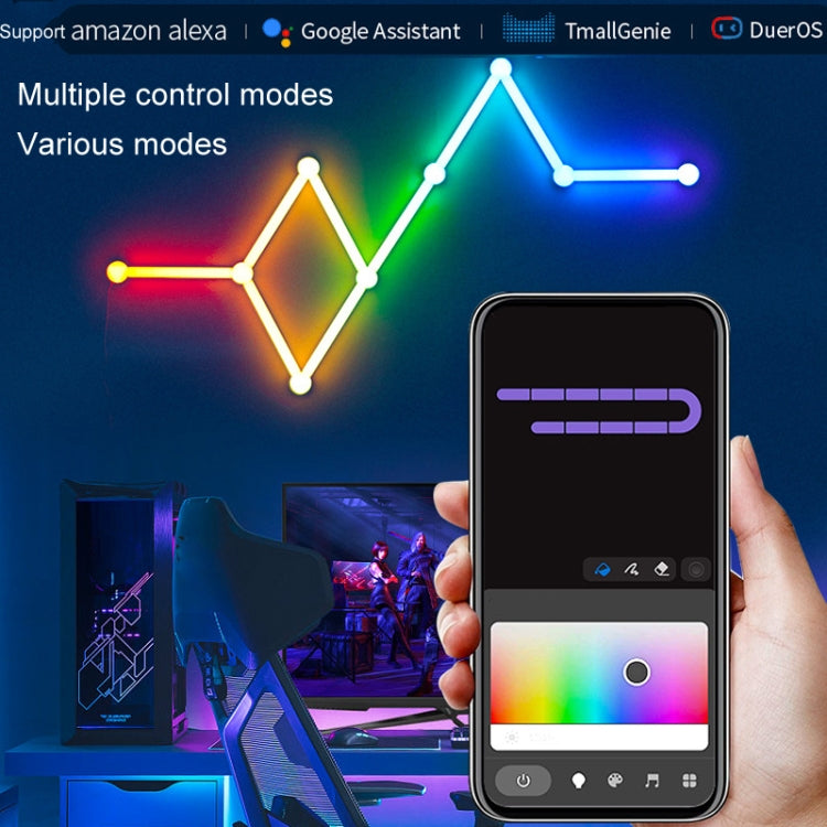 JSK-P26 Smart WiFi Bluetooth Version RGB Direct Illumination Phantom Splicing Light, Support Amazon Alexa / Google Assistant / DuerOS, Style: 9 Sections+UK Plug Adapter(White)