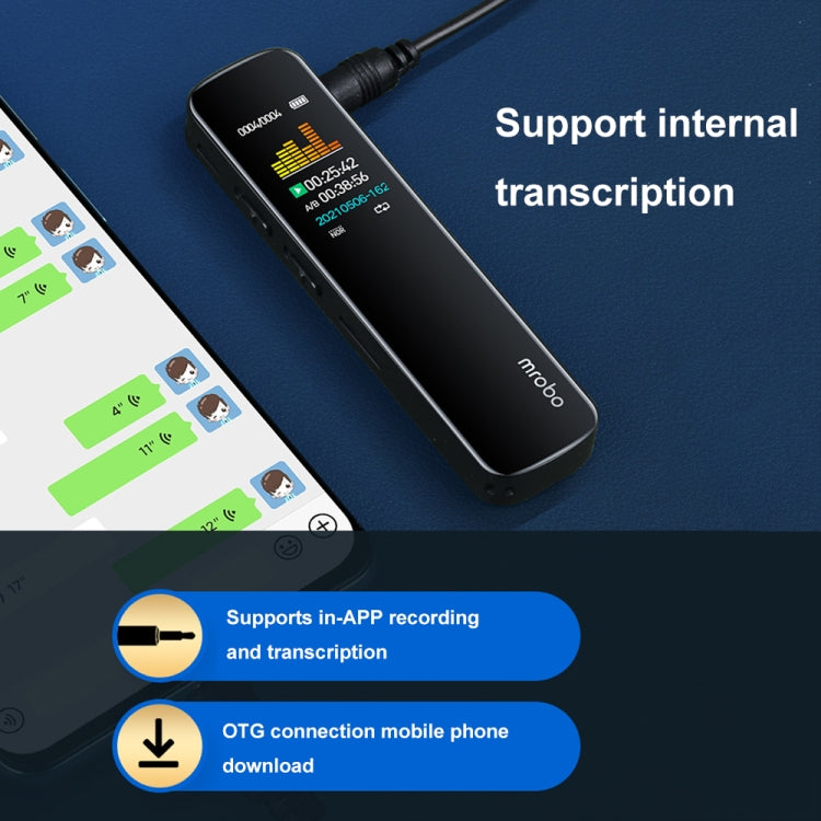 Mrobo RV-19 0.96-inch HD Screen 3D Noise Reduction Recording Pen Music Player, Capacity: 8GB(Black) - Recording Pen by Mrobo | Online Shopping South Africa | PMC TechLife | Buy Now Pay Later Mobicred