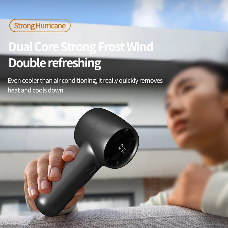 Outdoor Handheld Turbine Digital Display 100-Speed High-Speed Mini Fan, Color: White