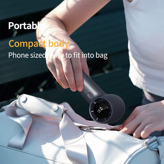 Outdoor Handheld Turbine Digital Display 100-Speed High-Speed Mini Fan, Color: White