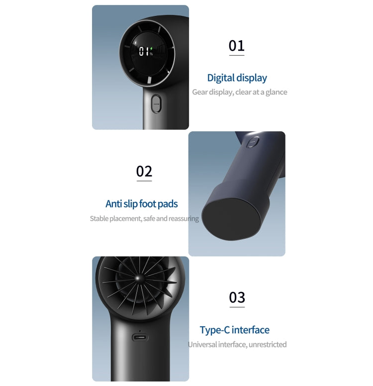 Outdoor Handheld Turbine Digital Display 100-Speed High-Speed Mini Fan, Color: Black - Electric Fans by PMC TechLife | Online Shopping South Africa | PMC TechLife | Buy Now Pay Later Mobicred