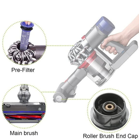 For Dyson V6 DC59 DC62 SV03 Vacuum Cleaner Brush Head Roller Bar, Spec: End Cap