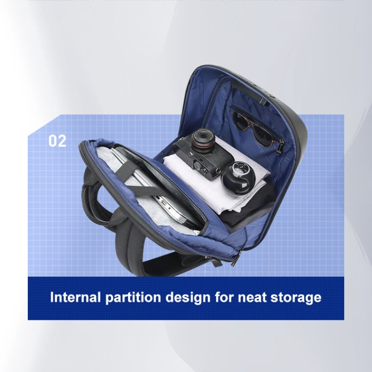 Bopai 61-122579 Large Capacity Hard Shell Password Lock Waterproof Business Laptop Backpack(Grey) - free shipping - PMC Jewellery - Order now!