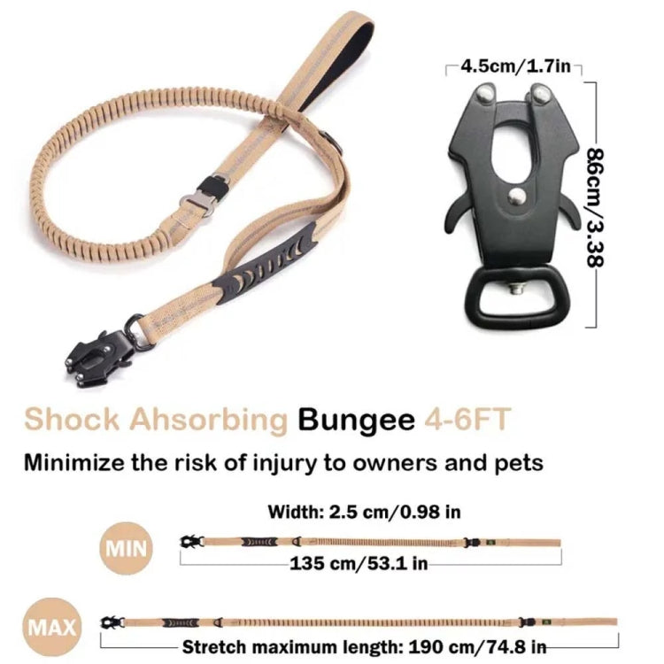 Heavy Duty Bungee Dog Leash Reflective Shock Absorbing Leashes for Medium Large Dogs(Khaki) - Leashes & Chest Strap by PMC TechLife | Online Shopping South Africa | PMC TechLife | Buy Now Pay Later Mobicred