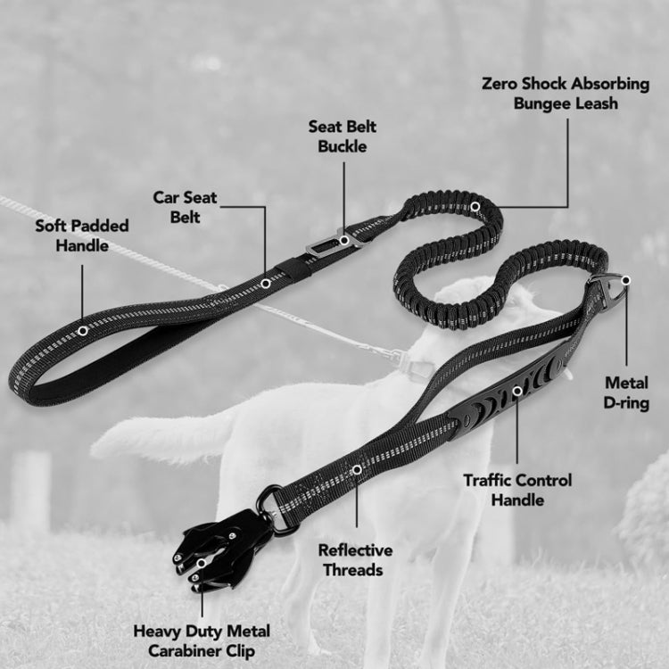 Heavy Duty Bungee Dog Leash Reflective Shock Absorbing Leashes for Medium Large Dogs(Khaki) - Leashes & Chest Strap by PMC TechLife | Online Shopping South Africa | PMC TechLife | Buy Now Pay Later Mobicred