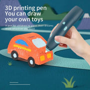 USB Charging Low-Temperature Wireless Graffiti Printing Pen Set Children DIY 3D Painting Pen(Light Blue)