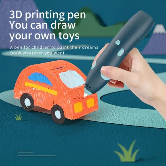 USB Charging Low-Temperature Wireless Graffiti Printing Pen Set Children DIY 3D Painting Pen(Purple)