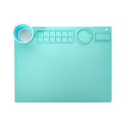 50x40cm Silicone Double Bowl Painting Pad Graffiti Oil Painting Mat Erasable and Washable Silicone Pad(Light Blue)