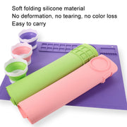 50x40cm Silicone Double Bowl Painting Pad Graffiti Oil Painting Mat Erasable and Washable Silicone Pad(Light Blue)