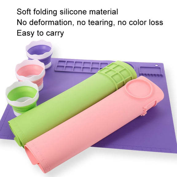 50x40cm Silicone Double Bowl Painting Pad Graffiti Oil Painting Mat Erasable and Washable Silicone Pad(Light Blue)