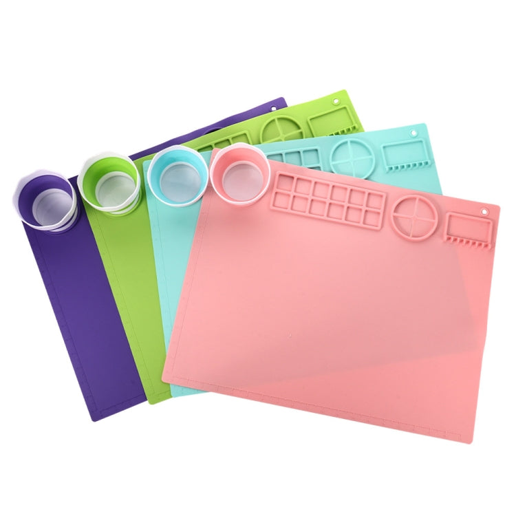 50x40cm Silicone Double Bowl Painting Pad Graffiti Oil Painting Mat Erasable and Washable Silicone Pad(Light Blue) - Art Supplies by PMc TechLife | Online Shopping South Africa | PMc TechLife | Buy Now Pay Later Mobicred