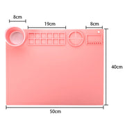 50x40cm Silicone Double Bowl Painting Pad Graffiti Oil Painting Mat Erasable and Washable Silicone Pad(Light Blue)