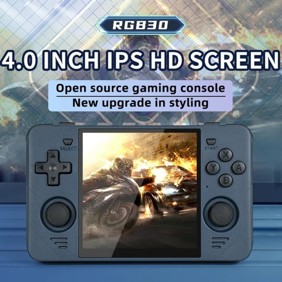 POWKIDDY RGB30  4 Inch IPS Screen Handheld Game Console Built In WIFI＋Bluetooth 16GB+128GB(Black)
