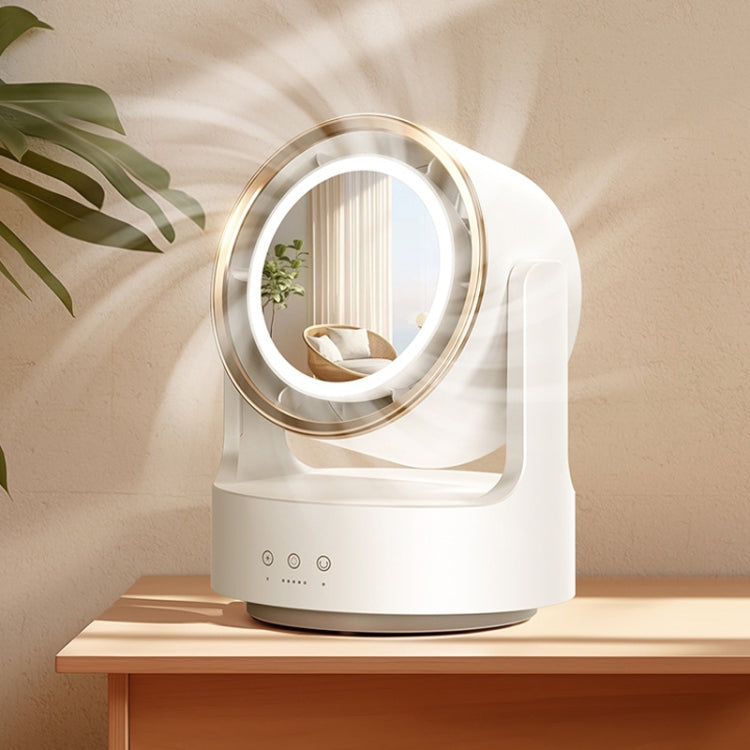 3 In 1 Multifunctional Desktop Fan with LED Light Cosmetic Mirror Rechargeable Oscillating - Electric Fans by PMC TechLife | Online Shopping South Africa | PMC TechLife | Buy Now Pay Later Mobicred
