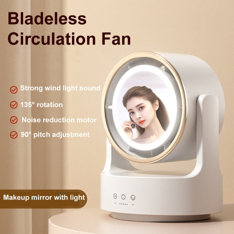 3 In 1 Multifunctional Desktop Fan with LED Light Cosmetic Mirror Rechargeable Oscillating - Electric Fans by PMC TechLife | Online Shopping South Africa | PMC TechLife | Buy Now Pay Later Mobicred