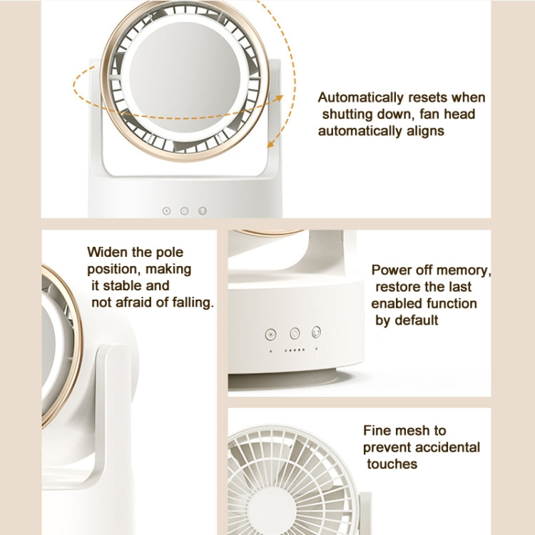 3 In 1 Multifunctional Desktop Fan with LED Light Cosmetic Mirror Rechargeable Oscillating - Electric Fans by PMC TechLife | Online Shopping South Africa | PMC TechLife | Buy Now Pay Later Mobicred