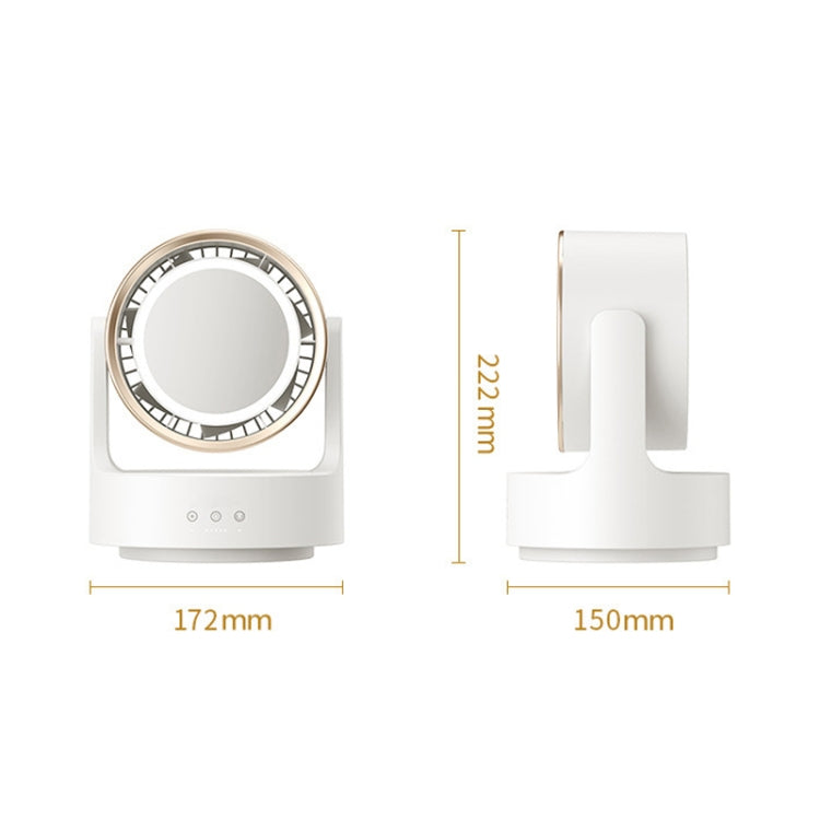 3 In 1 Multifunctional Desktop Fan with LED Light Cosmetic Mirror Rechargeable Oscillating - Electric Fans by PMC TechLife | Online Shopping South Africa | PMC TechLife | Buy Now Pay Later Mobicred