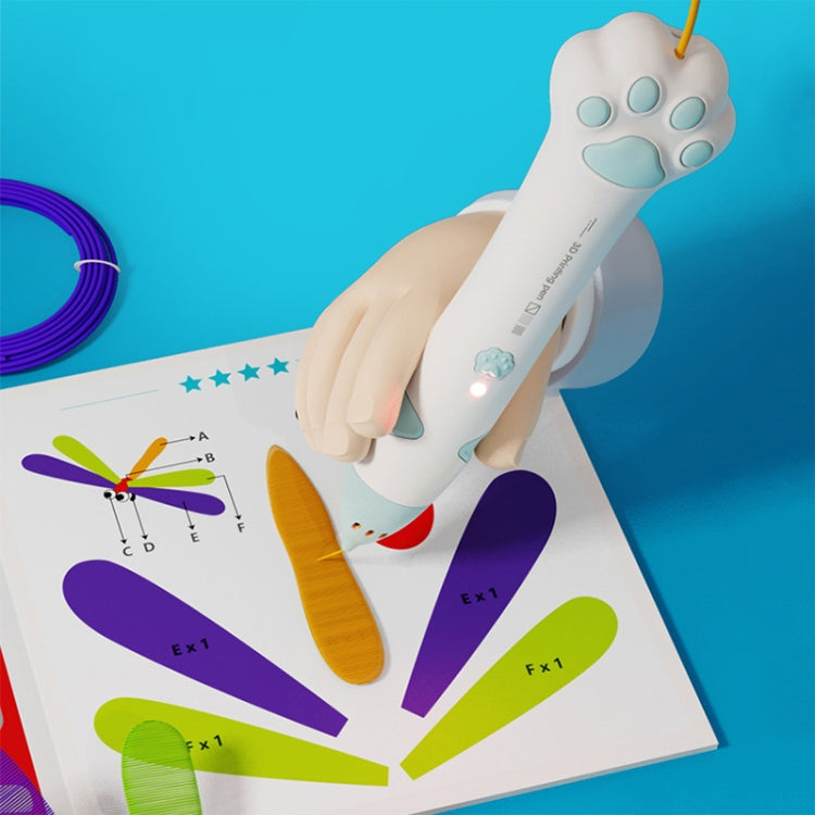 Cat Claw USB Charging Low Temperature 3D Printing Pen Children DIY Graffiti 3D Painting Pen(Sakura Pink)