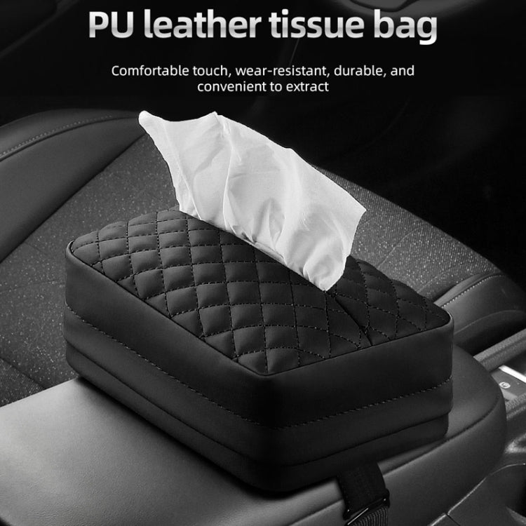 Car Sun Visor Armrest Box Back Hanging Tissue Box(Beige)