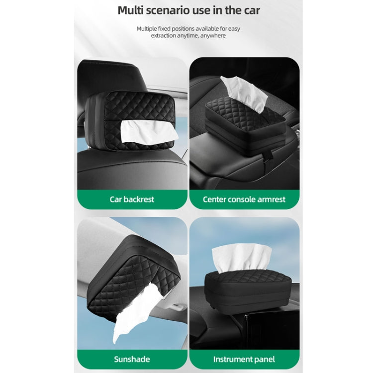 Car Sun Visor Armrest Box Back Hanging Tissue Box(Beige)