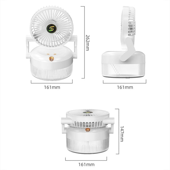 USB Charging Folding Desktop Spray Humidification Fan with Night Light(White)