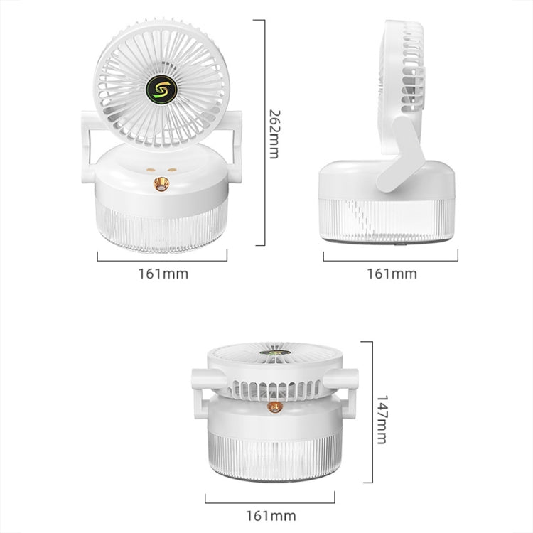 USB Charging Folding Desktop Spray Humidification Fan with Night Light(White)