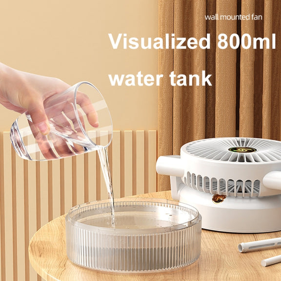 USB Charging Folding Desktop Spray Humidification Fan with Night Light(White)