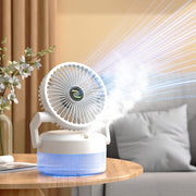 USB Charging Folding Desktop Spray Humidification Fan with Night Light(White)