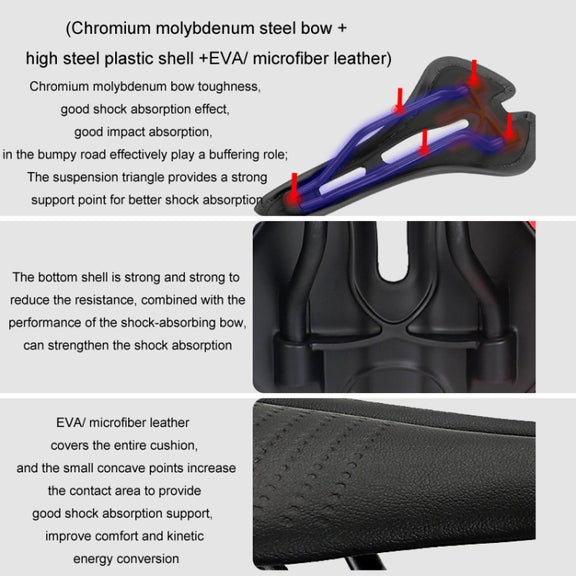 TOSEEK Mountain Bike Saddle Road Bicycle Seat Accessories, Color: Black Red