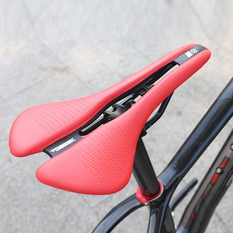 TOSEEK Mountain Bike Saddle Road Bicycle Seat Accessories, Color: Black Red