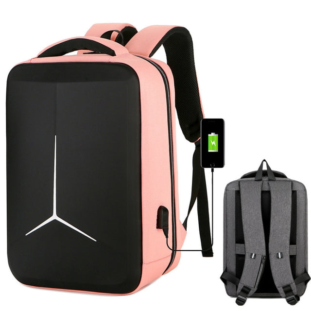 15 inch Multifunctional Water-resistant Business Sports Laptop Backpack with USB Port(Pink)