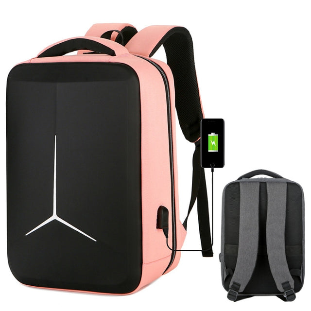 15 inch Large-Capacity Water-resistant Business Commuter Laptop Backpack with USB Port(Simplified Pink)