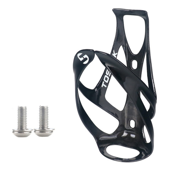 TOSEEK Outdoor Cycling Carbon Fiber Open Water Bottle Cage, Color: Black Glossy