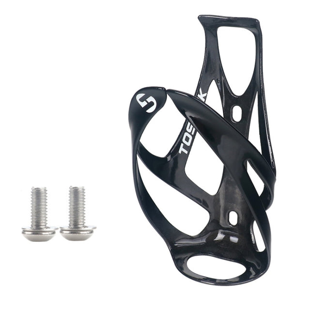 TOSEEK Outdoor Cycling Carbon Fiber Open Water Bottle Cage, Color: Black Glossy