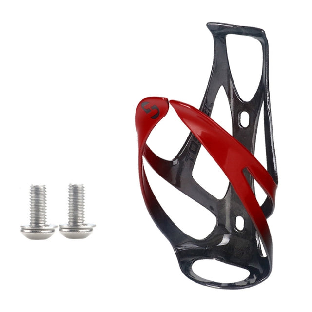 TOSEEK Outdoor Cycling Carbon Fiber Open Water Bottle Cage, Color: Red Glossy