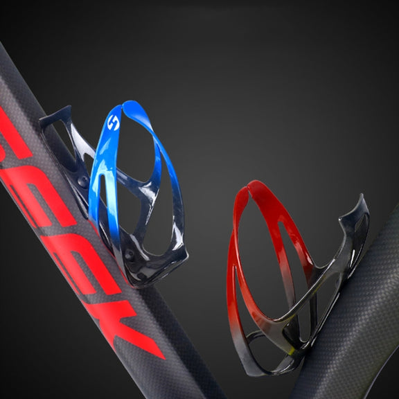 TOSEEK Outdoor Cycling Carbon Fiber Open Water Bottle Cage, Color: Blue Glossy