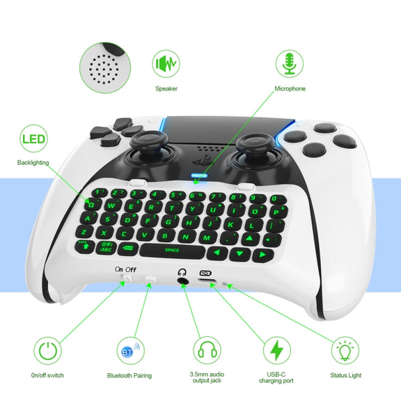 For PS5 JYS-P5172 Gamepad Wireless Bluetooth External Keyboard, Without Gamepad(White)