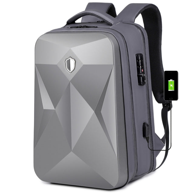 17 inch Password Lock Large Capacity Water-resistant Laptop Backpack with USB Port(Dark Gray)