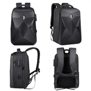 17 inch Password Lock Large Capacity Water-resistant Laptop Backpack with USB Port(Black)