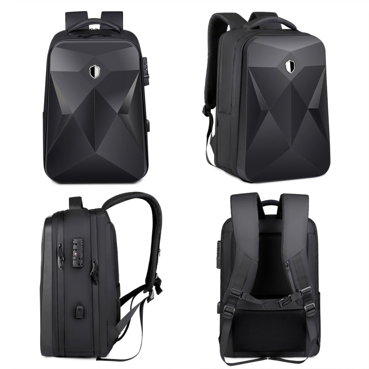 17 inch Password Lock Large Capacity Water-resistant Laptop Backpack with USB Port(Black)