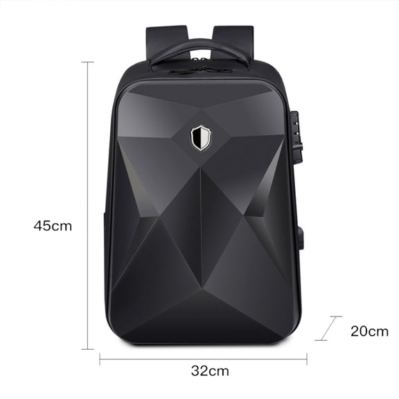 17 inch Password Lock Large Capacity Water-resistant Laptop Backpack with USB Port(Black)