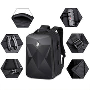 17 inch Password Lock Large Capacity Water-resistant Laptop Backpack with USB Port(Black)