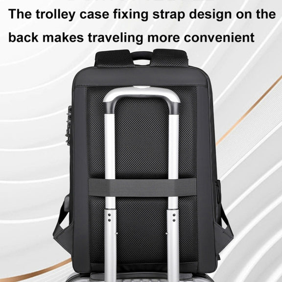 17 inch Password Lock Large Capacity Water-resistant Laptop Backpack with USB Port(Black)