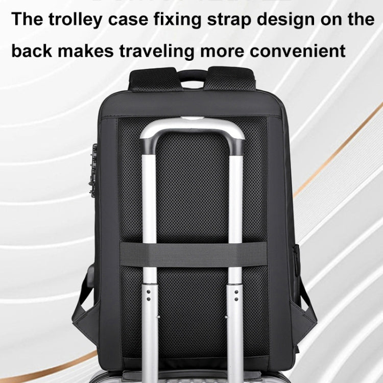 17 inch Password Lock Large Capacity Water-resistant Laptop Backpack with USB Port(Black)
