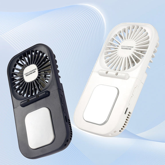 USB Charging Folding Outdoor Handheld Mini Cold Compress Fan Desktop Cooling Fan(Navy Blue)