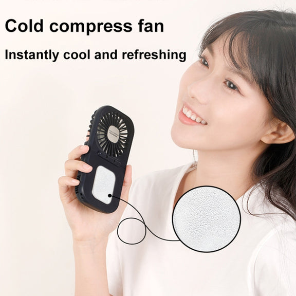 USB Charging Folding Outdoor Handheld Mini Cold Compress Fan Desktop Cooling Fan(Navy Blue)