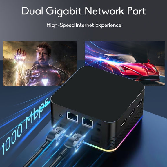 T9 Plus N100 DDR5 8G+0G UK Plug 12th Alder Lake Dual Gigabit LAN+3 HDMI 4K HD Pocket Mini PC